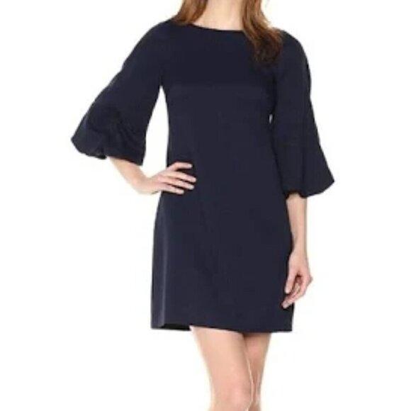Eliza J Navy Shift Dress with Puff Sleeve Sz 4 - Picture 1 of 6
